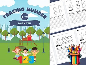 Printable Tracing Number 1-10 for Preschool Kids - Etsy Australia