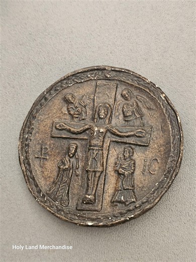 Vintage Byzantine-style Plaster Relief – Crucifixion Wall Plaque · Hand-cast Gypsum Icon · IC XC Christian Art · Holy Land Style - Etsy