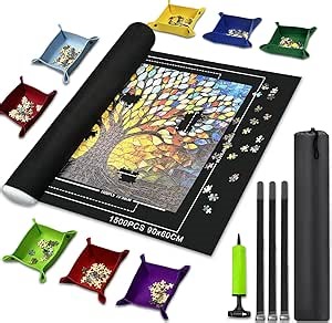 Amazon.com: Napzy Puzzle Mat Rollup for Jigsaw Puzzles Storage Matt Roll Up Puzzle Board Saver with 8 Sorting Trays 1 Drawstring Bag Puzzle Table for Up to 1500 PCS : Toys & Games