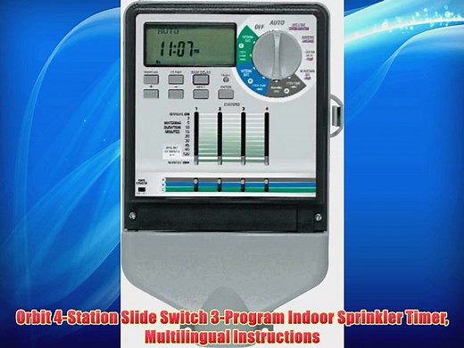 Orbit 4-Station Slide Switch 3-Program Indoor Sprinkler Timer Multilingual Instructions