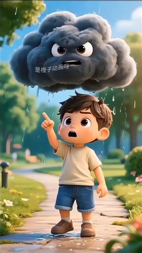 ☁️😠 A Grumpy Cloud & a Curious Little Explorer 👦🌧️ #animation
