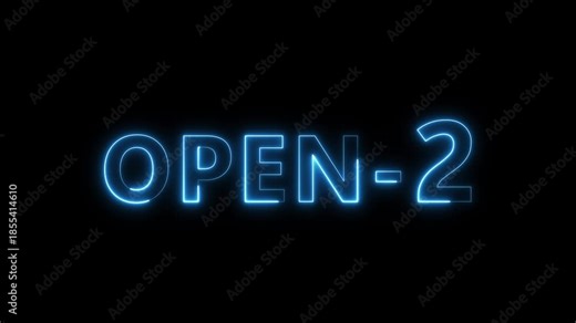 Open 2 hours text animation. Neon number animation.