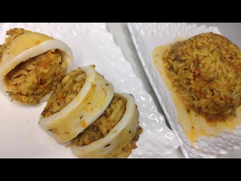 Calamars farcis au riz et légumes, hyper bon et facile !