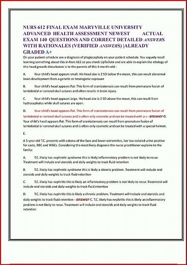 Nurs 612 Final Exam Maryville University Advanced Health Ass video
