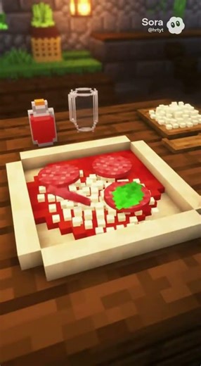make pizza with ai in Minecraft world 😁 #pizaa#minecraft#food#salad#videogames#xbox#cola