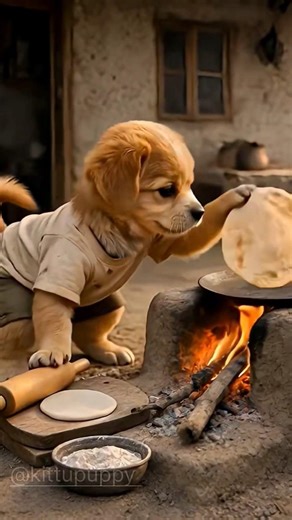 The puppy didn't have a induction cooktop, so his friend sparrow, gave him money#kittupuppy