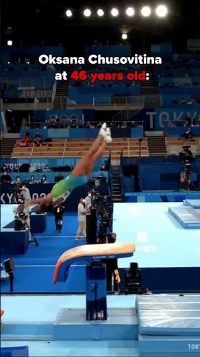 Oksana is the oldest gymnast to ever compete at an Olympic Games😳 #gymnastics #vault #old #olympics