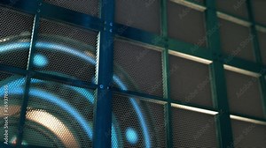 Turbine engine test in steel cage 3d concept video animation loop