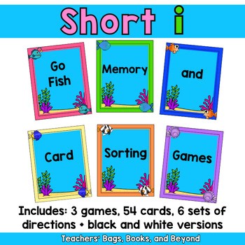 Short I Go Fish Memory Phoneme Sort Phonics Card Game for Kindergarten 1st Grade