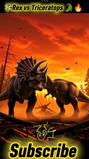 🦖 T-Rex vs Triceratops: Brutal Dinosaur Fight!#shorts
