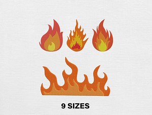 Flame Embroidery Design With Applique Deasign 2-in-1 Pattern (instant Download) - Etsy