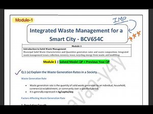 BCV654C Module 1 Important Topics | Integrated Waste Management for a Smart City #bcv654c #vtu #exam