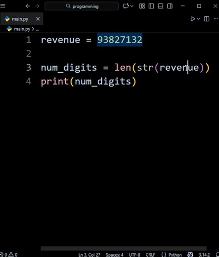 I Check Revenue Length with Python #python #coding #programming