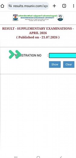 SUPPLEMENTARY EXAM RESULT APRIL 2026 PUBLISHED | MS UNIVERSITY TIRUNELVELI