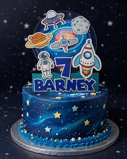 Galaxy , Space Personalised Cake Topper – Birthday Cake Decoration – Astronaut Rocket Party - Etsy