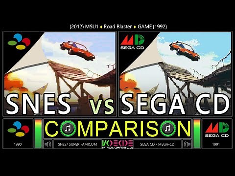 [MSU1] Road Blaster (SNES vs Sega Cd) Side by Side Comparison - Dual Longplay ‪@vcdecide‬