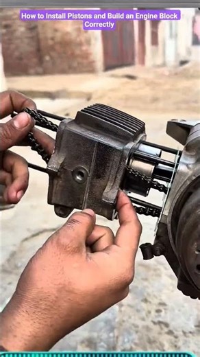 How to Install Pistons and Build an Engine Block Correctly #shorts #mechanic #machine