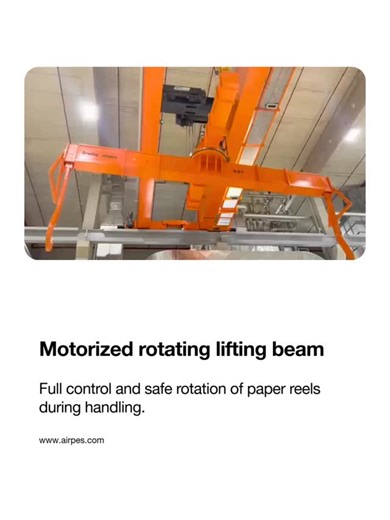 Crosby Airpes on Instagram: "Multi-ton paper reels. Millimeter precision. Motorized rotation that eliminates manual handling risks. Paper manufacturing demands high-volume material handling where speed, precision, and safety are critical. Our motorized rotating lifting beam is engineered specifically for this challenge. What makes it different: ➡️ Automated 360° rotation eliminates manual handling. ➡️ Remote-controlled operation keeps operators at safe distance. ➡️ Faster cycle times maximize cr