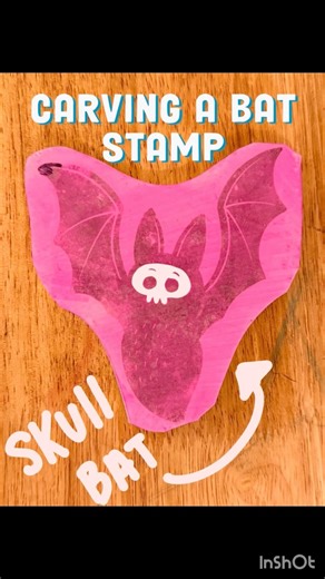#linocutting a skull bat #stamp