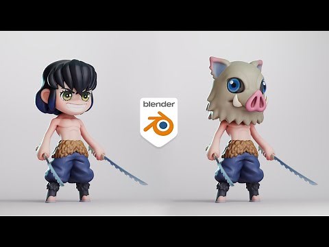 Cute Character Timelapse in Blender 3D - Inosuke Chibi