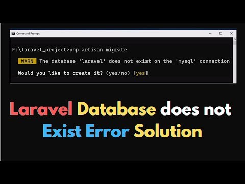 The database 'laravel' does not exist on the 'mysql' connection Solution