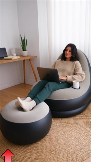 Inflatable Deluxe Lounger Ottoman Couch Gaming Chair Foot Stool Seat Air