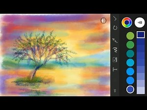 Android Painting App, digital art tutorial using "PaperDraw: Paint Draw Sketchbook", Lake
