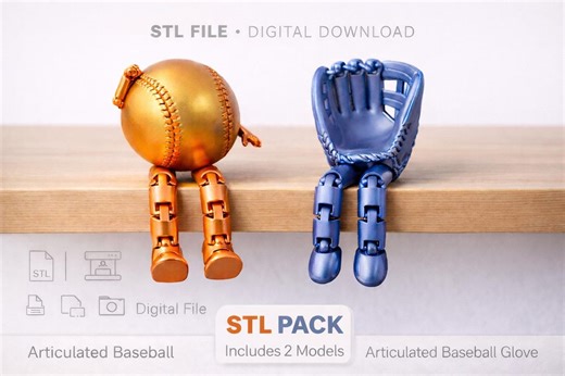 Baseball STL Pack, Articulated Baseball and Glove 3D Print Figures, 2 STL Files, Digital Download for 3D Printing.pack Stl Print 3D. - Etsy UK