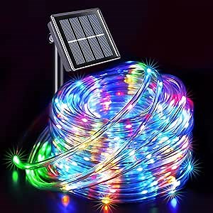 JMEXSUSS 200 LED Trampoline Accessories Solar Rope Light, 66ft IP 65 Waterproof Solar Christmas Lights Outdoor, 8 Modes Trampoline Lights for Camping Ladder Slide Pathway Tent(Multicolor)