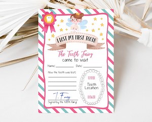 Printable Tooth Fairy Letter, Tooth Fairy Note, I Lost My First Tooth, Printable Tooth Fairy Letter, Tooth Fairy Receipt, Instant Download - Etsy