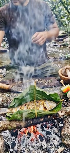 Deep Forest Survival Cooking 🌲🔥 Primitive Campfire Fish Feast in the Wild |