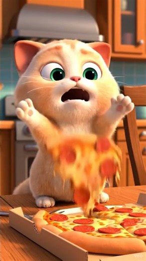 The Cat and the Pizza#shorts #cat #funny #funnycats #cute #ai #قطط