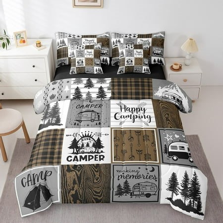 YST Rustic Camping Bedding Set Rv Camper Comforter Set 7 Piece Twin Bed In A Bag Farmhouse Buffalo Plaid Bedding Comforter Sets Rv Accessories For Inside,Travel Trailers Bunk Bed Set - Walmart.ca