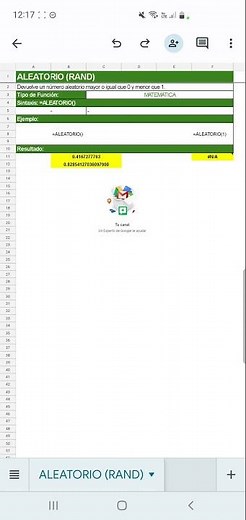[GOOGLE SHEETS] FUNCIÓN ALEATORIO (RAND): GENERA NÚMERO ALEATORIO