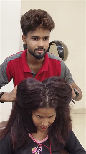 Red Brown Tone Global Hair Color Transformation 😍❤️Professional salon hair color makeover. Trending