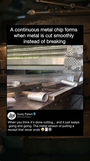 A continuous metal chip forms when metal is cut smoothly instead of breaking