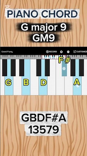 G (major 9) chord on piano for beginners 🎹❤️🎹❤️🎹#piano #pianochords#music#shorts#youtubeshorts