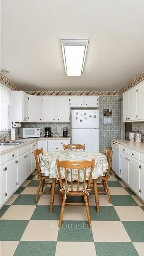 90s Retro Kitchen Interior with Cozy Vintage Atmosphere