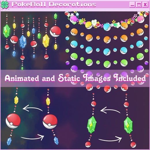 Pokeball String Lights - Glowing Static and Animated Garlands for Stream Decoration Twitch and Discord Vtuber With Evolution Stones - Etsy