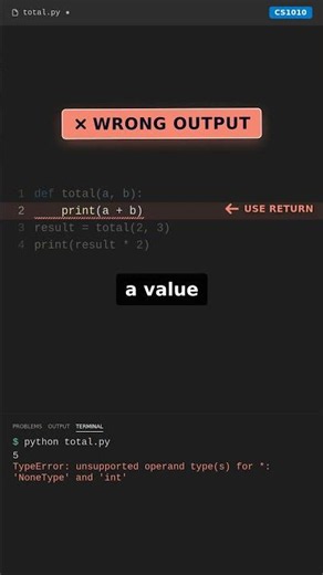 Why your Python function returns None (CS1010)
