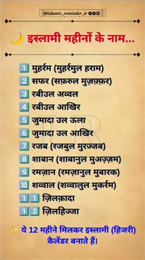 Islamic Months Ke Naam | Hijri Calendar Explained 🌙 | #Shorts
