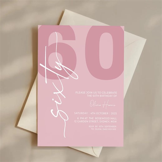 Digital 60th Birthday Invitation for Women, Sixty Birthday Party Invite for Her, Celebrating 60 Years (digital Download) - Etsy