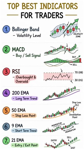 7 Best Trading Indicators Every Beginner Must Know | Bollinger Bands, RSI, MACD & EMA