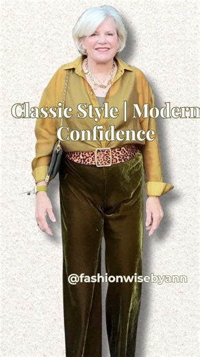 Ann Fulton on Instagram: "Classic Style. Modern Confidence. Five outfits. Different moods. Same woman. These looks span years, seasons, and occasions — but every piece still earns its place in my closet. This is why I invest in classics, add personality with texture and accessories, and wear what makes me feel confident today, not decades ago. Look 1 (Anthropologie velvet set – cover look) Velvet pants & blouse: Anthropologie Belt: my collection Shoes: Franco Sarto Look 2 Skirt: Banana Republic