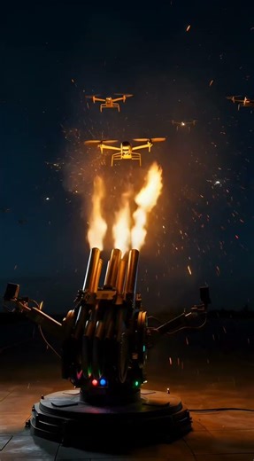 Drone Swarm Defense: Close-up of a CIWS in Action