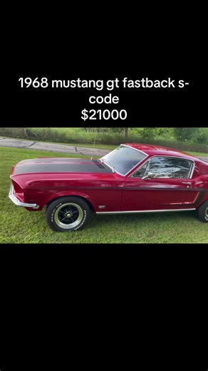 1968 Ford Mustang GT Fastback S-Code 30000 Miles Shown, TMU 390ci V8 Three-Speed Automatic Transmission Red Paint w/Black Stripes Black Vinyl Upholstery 15