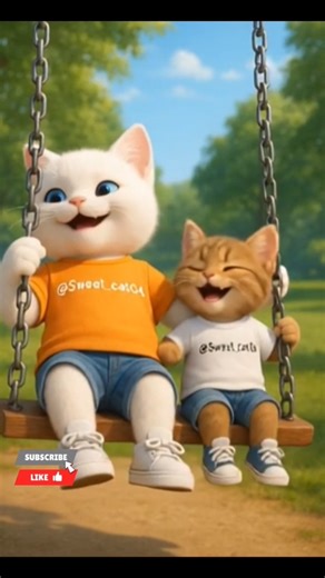 kucing dan anak kucing bermain ayun-ayunan #funny #cat #sweet