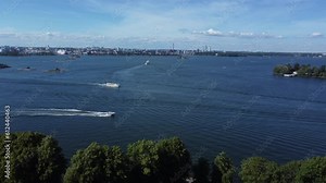 Aerial video of the Suomenlinna Island in Helsinki,Finland surrounded by sea