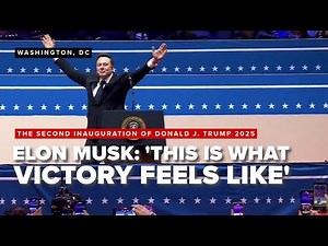 Elon Musk speaks at the Inaugural Parade inside Capital One Arena