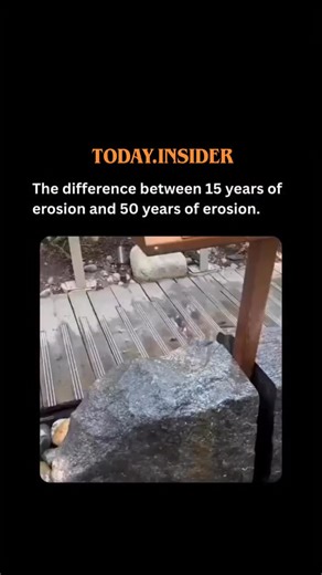 TODAY INSIDER on Instagram: "Don't forget to follow (us) @today.insider to learn something new everyday An educational exhibit at Capilano Suspension Bridge Park in North Vancouver, Canada, featuring a series of stone blocks placed under flowing stream to demonstrate the progressive effects of water erosion over time. Labeled blocks show varying degrees of pitting, smoothing, and wear-minimal after 15 years and significantly more pronounced after 50 years-illustrating how constant exposure to ru